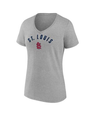 Women's Gray St. Louis Cardinals V-Neck T-Shirt