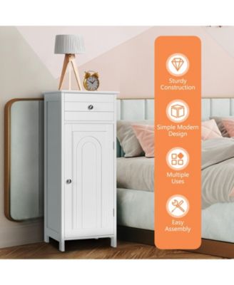 Wooden Storage Free-Standing Floor Cabinet with Drawer and Shelf