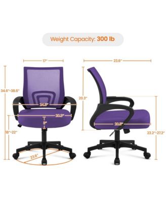 Height Adjustable Mesh Office Chair with Mid-Back, Purple