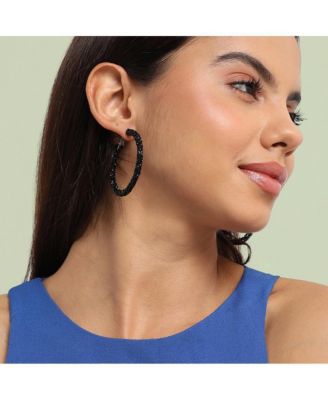 Embellished Cluster Hoop Earrings