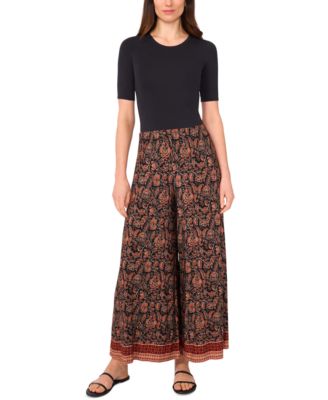Vince Camuto - Women's Floral-Print Pull-On Wide-Leg Pants