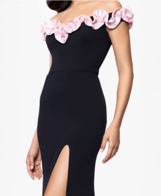 Juniors' Off-The-Shoulder Ruffled Evening Gown