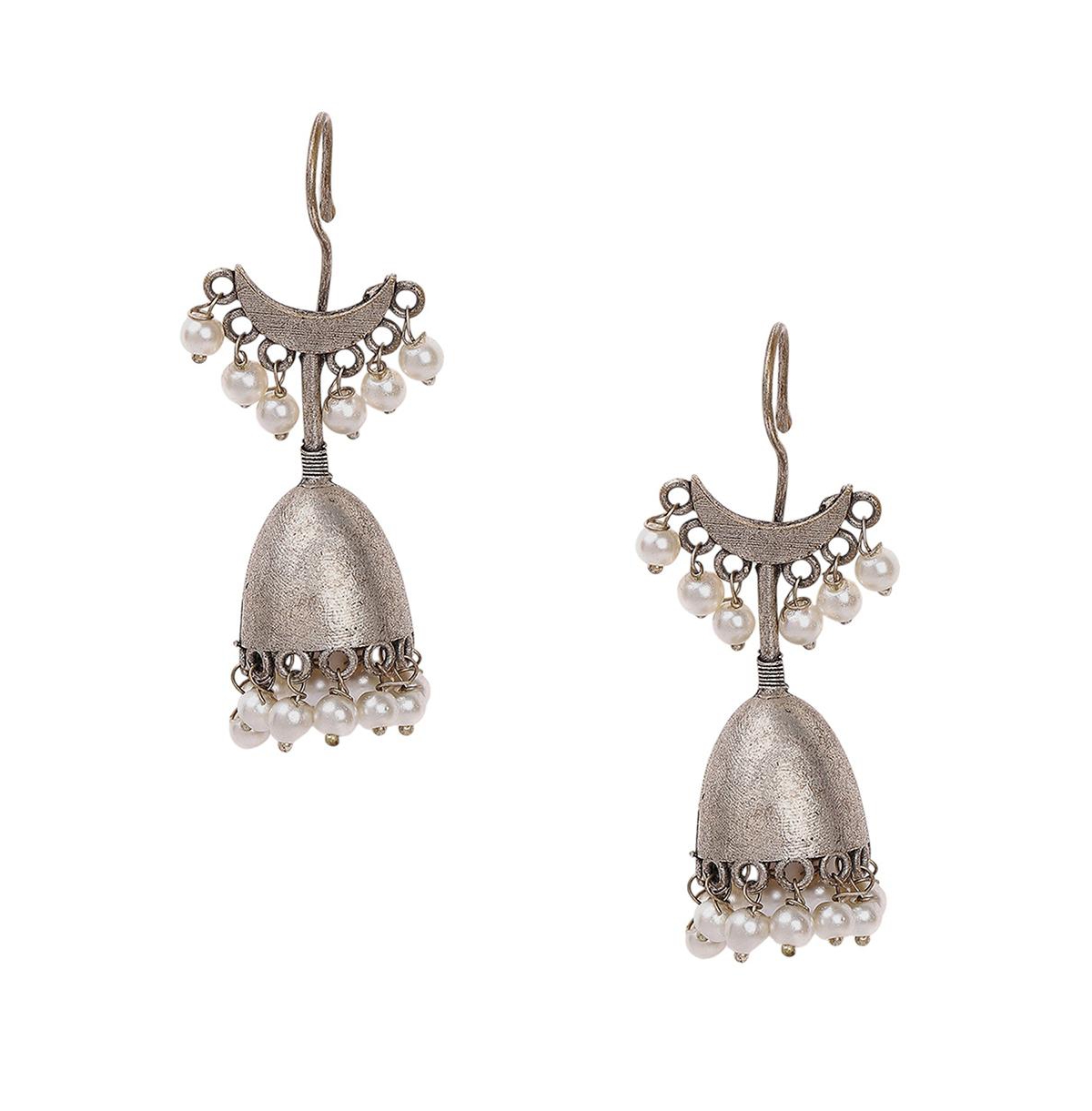 Sohi Oxidised Crescent Drop Earrings