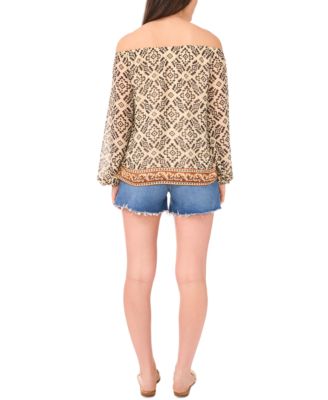 Women's Printed Off-The-Shoulder Blouse