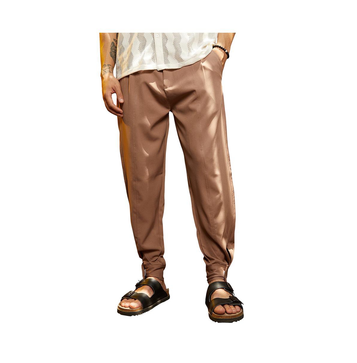 Men's Tan Brown Panelled Gurkha Trousers - Brown