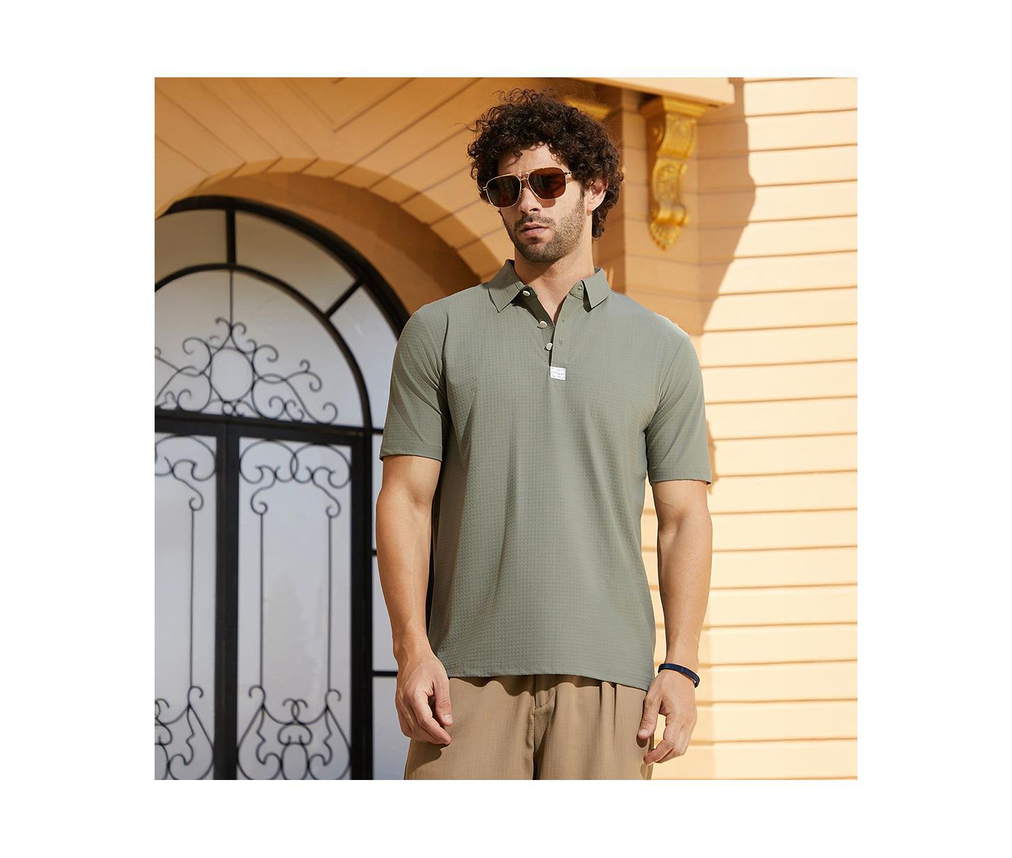 Мужская футболка Cahoot Campus Sutra Olive Green Seamless Cuboid Polo, цвет: Зелёный — фото 2