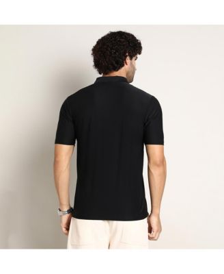 Men's Obsidian Black Seamless Solid Polo T-Shirt