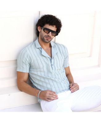 Men's Mint Green Wicker-Tactile Polo T-Shirt