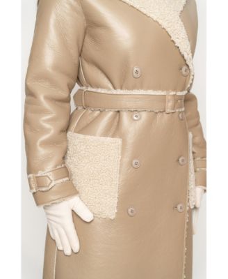 Women's Sherpa And Faux Leather Coat