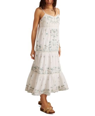 Women's Embroidered Floral Sleeveless Maxi Dress