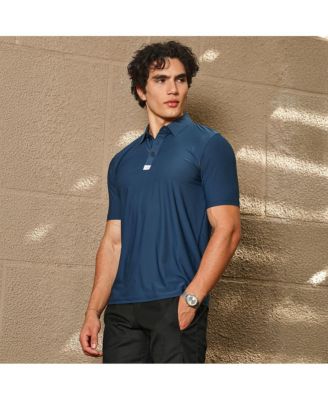 Men's Navy Blue Seamless Solid Polo T-Shirt