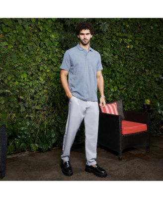 Men's Powder Blue Veined-Tactile Polo T-Shirt