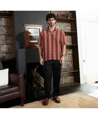 Men's Burnt Sienna Folk-Logenze Oversized Polo T-Shirt