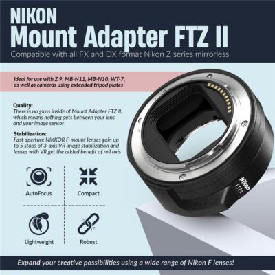 Z fc DX-Format Mirrorless Camera, Silver, Bundle with FTZ II Mount Adapter, Zoom-Mini TTL R2 Flash, 64GB Memory Card, Bag