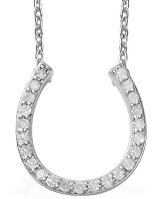 Macy's - Diamond Horseshoe 18" Pendant Necklace (1/8 ct. t.w.) in Sterling Silver