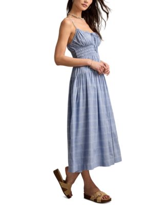 Women's Printed Smocked-Waist Sleeveless Midi Dress 