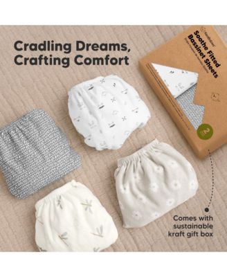 Bassinet Sheet for Baby Girls, Boys, 2-Pack Soothe Bassinet Fitted Sheets, Bedside Bassinet Mattress Sheet