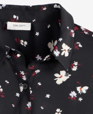 Women's Printed Silky Button-Front Shirt, Exclusively at Macy's