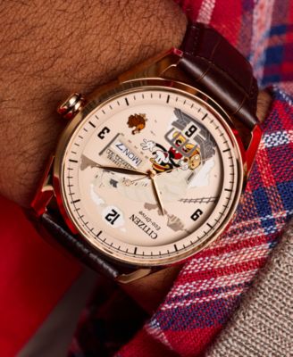 Eco-Drive Men's Disney Mickey Mouse Brown Leather Strap Watch 42mm