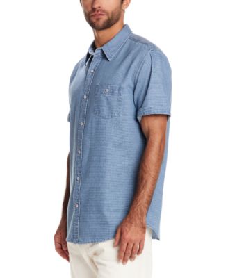 Men's Short Sleeve Striped Denim Button-Front Shirt
