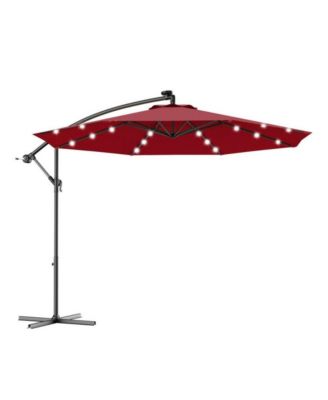 10 Feet Patio Umbrella with Crank and Solar LED Lights