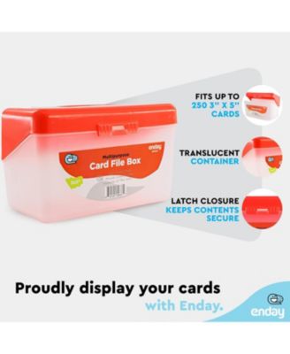 Index Card Holder Red, 3x5 Note Flash Card Organizer Case, Index Card File w/flip top, Notecard Recipe, Holder, Holds 250 Cards (1 PC)