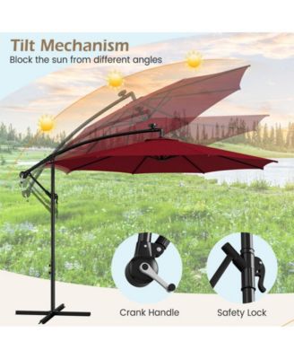 10 Feet Patio Umbrella with 112 Solar-Powered LED Lights