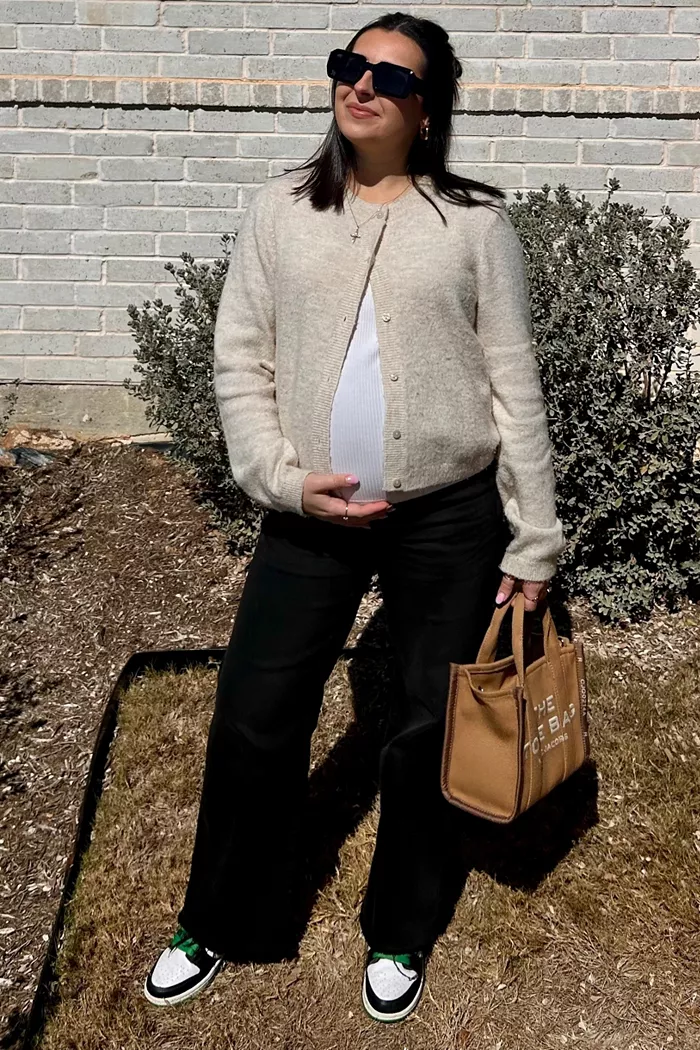 Maternity Black Wide Leg Raw Hem Jeans - thumbnail 3