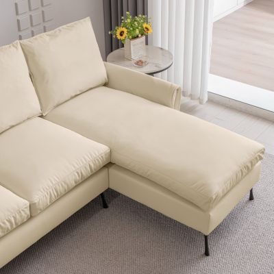 Streamdale Modern Technical Leather Sofa with Reversible Chaise Lounge