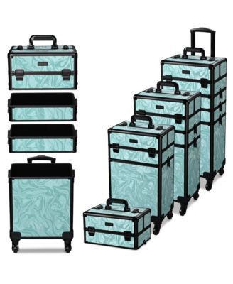 3-Piece Makeup Train Cases Cosmetic Organizer Kit Wheel CB Dusk