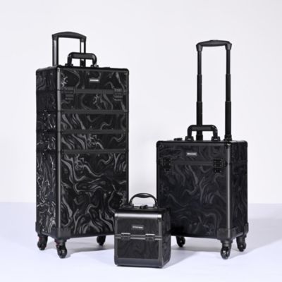 3-Piece Makeup Train Cases Cosmetic Organizer Kit Wheel CB Dusk