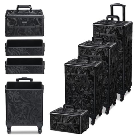 Сумки Byootique 3-Piece Makeup Train Cases Cosmetic Organizer Kit Wheel CB Dusk, цвет: Чёрный