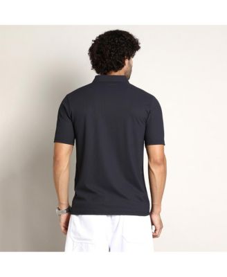 Men's Midnight Black Seamless Ribbed Polo T-Shirt