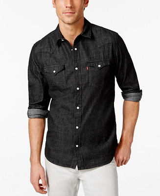 Levi's Men's Standard Barstow Western Long-Sleeve Denim Shirt - Macy's