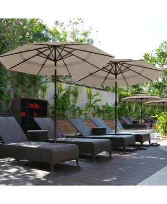 10 Ft 3 Tier Patio Umbrella with Crank Handle Push to Tilt Aluminum Backyard