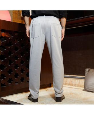 Men's Cloud Grey Panel-Waffle Chino Trousers