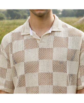 Men's Off-White Grid Oversized Polo T-Shirt