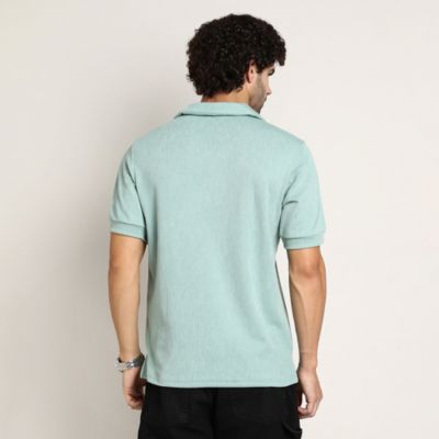 Men's Sea Green Tactitle Spread-Polo T-Shirt