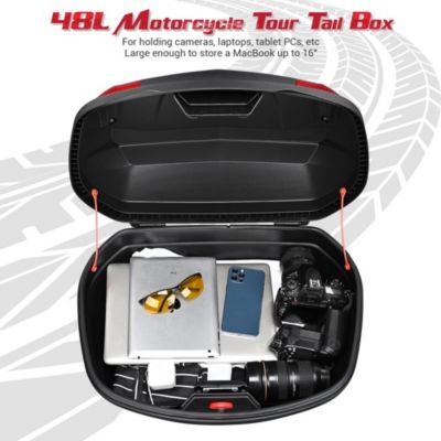 AHR 48L Motorcycle Tour Tail Box Scooter Trunk Storage Lock Carrier Case for Helmet