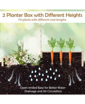 87" Raised Garden Bed with Trellis 2 Planter Boxes Open-ended Base for Patio