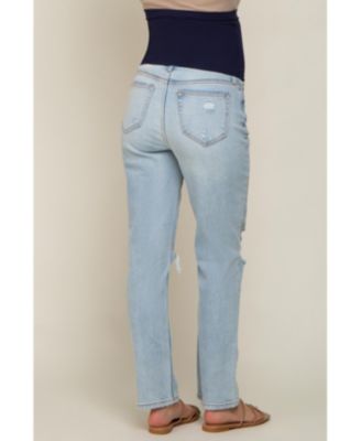 Maternity Light Blue Distressed Knee Jeans