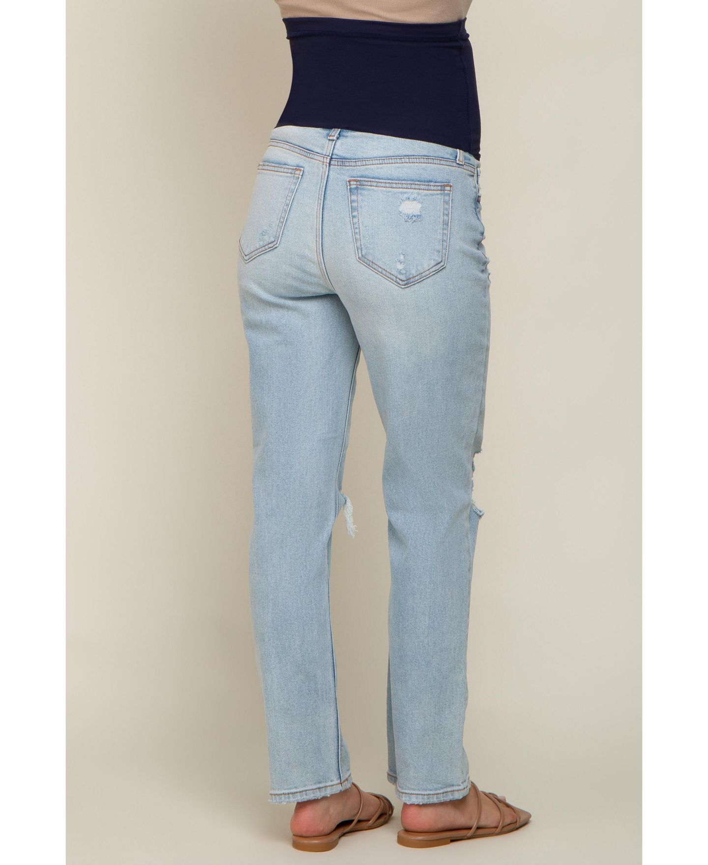 Женские джинсы Pinkblush Light Blue Distressed Knee, цвет: Светлый синий — фото 5