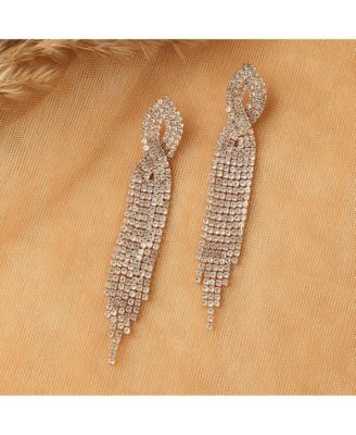 -Plated Artificial Stone Drop Earrings