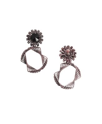 Twisted Square Daisy Drop Earrings