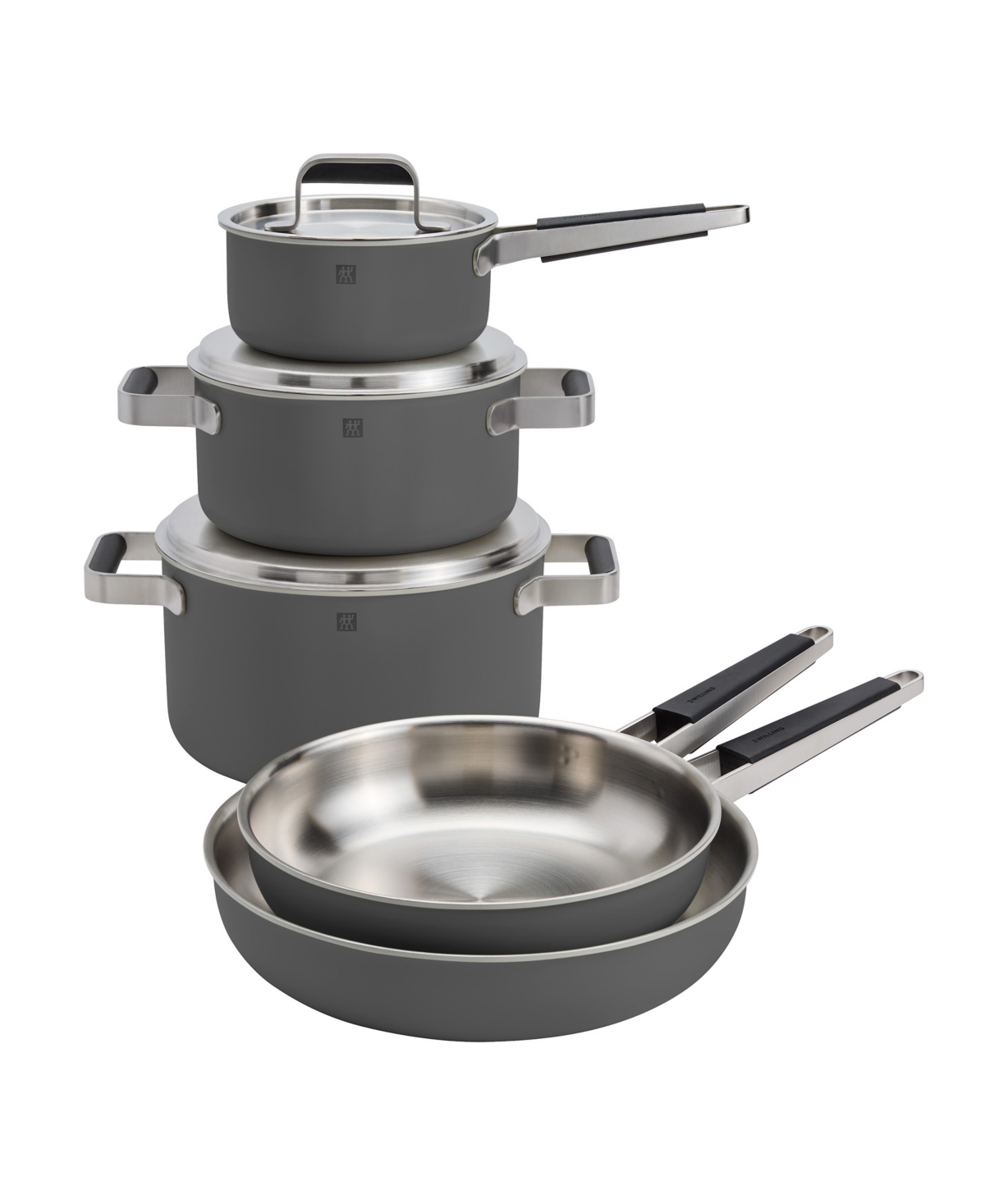 Zwilling Pure Stainless Steel 8 Piece Cookware Set In Silver