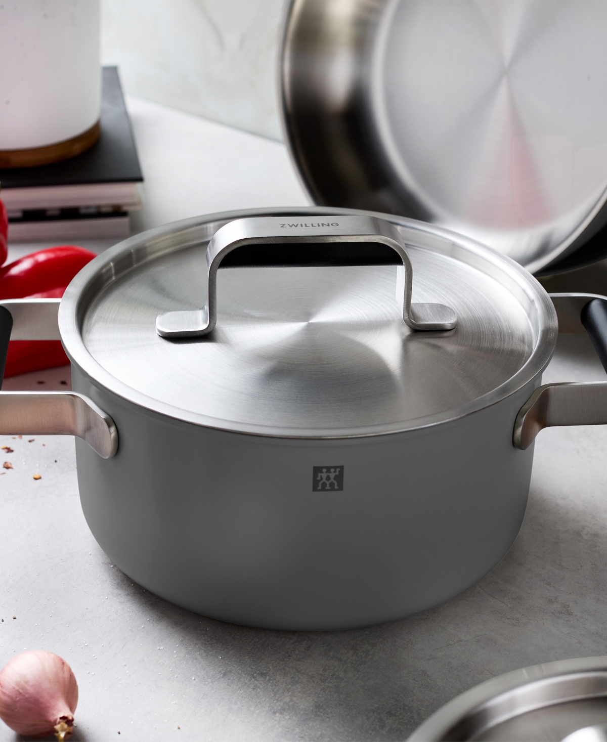 Zwilling Pure Stainless Steel 8 Piece Cookware Set In Silver