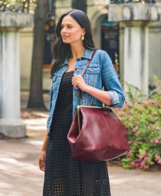 Serafina Extra-Large Leather Kisslock Bag