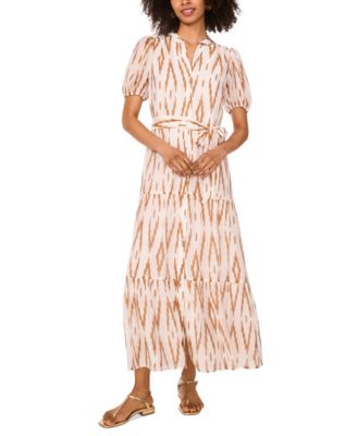 Vince Camuto - Women's Printed Split-Neck Button Maxi Dress