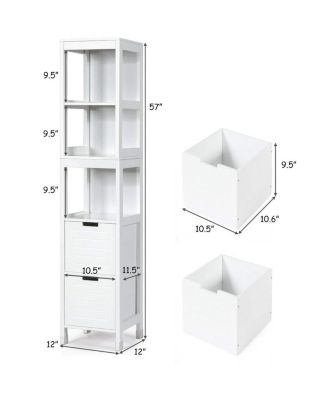 5-Tier Multifunctional Bathroom Floor Cabine Storage with 2 Drawers