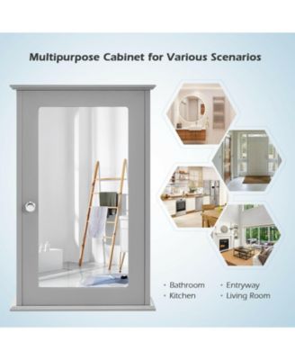 Bathroom Wall Cabinet with Single Mirror Door